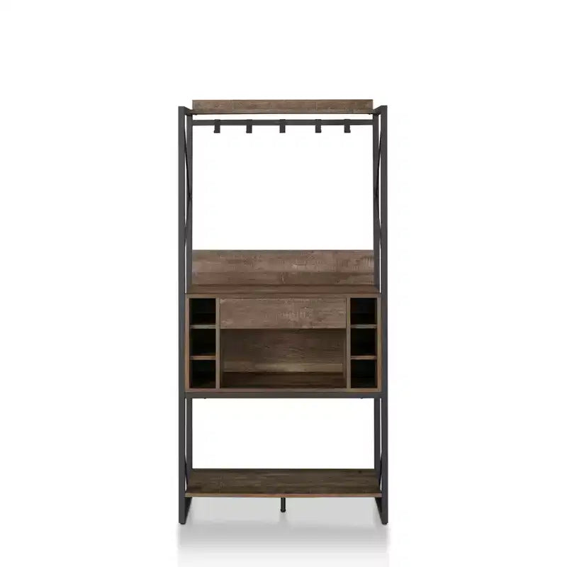 Estantería de Panadero Rústica, Roble Reciclado, Estilo Industrial, 3 Estantes, Marco Metálico, 67"H