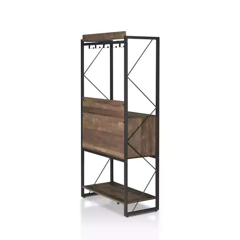 Estantería de Panadero Rústica, Roble Reciclado, Estilo Industrial, 3 Estantes, Marco Metálico, 67"H