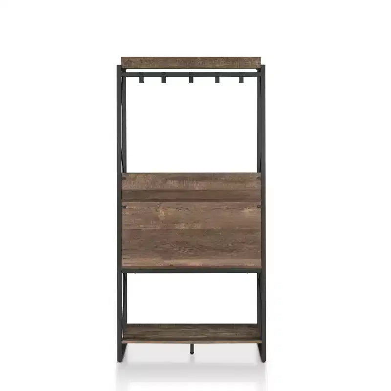 Estantería de Panadero Rústica, Roble Reciclado, Estilo Industrial, 3 Estantes, Marco Metálico, 67"H