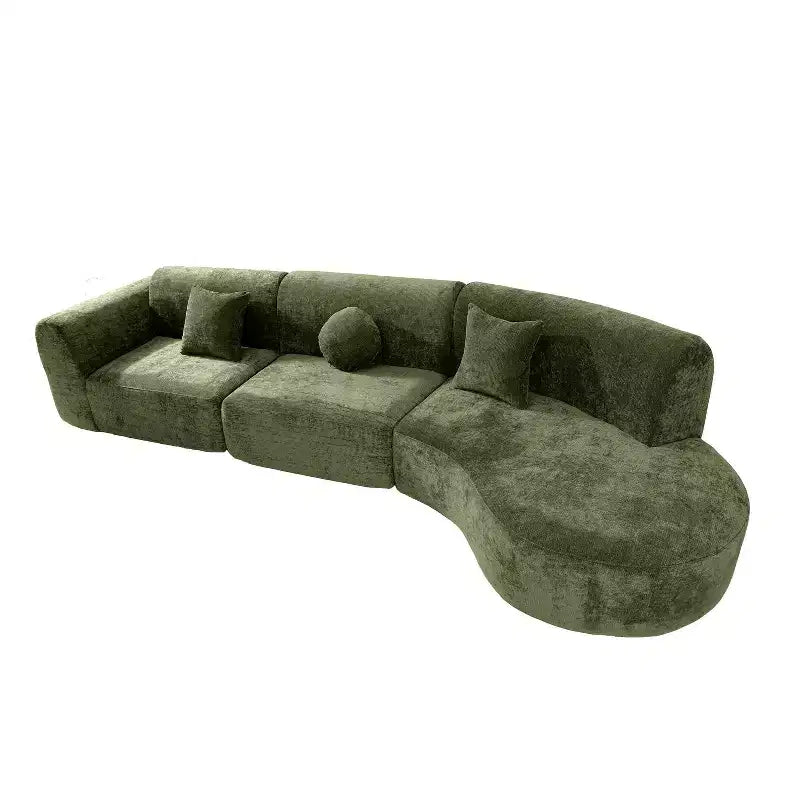 Christopher Knight Home Lyla 140" Modern Fully Compressed Sponge 5 Seater Curved Sectional Sofa Green