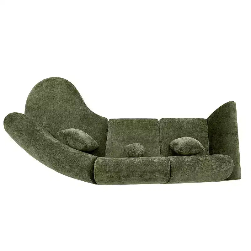Christopher Knight Home Lyla 140" Modern Fully Compressed Sponge 5 Seater Curved Sectional Sofa Green