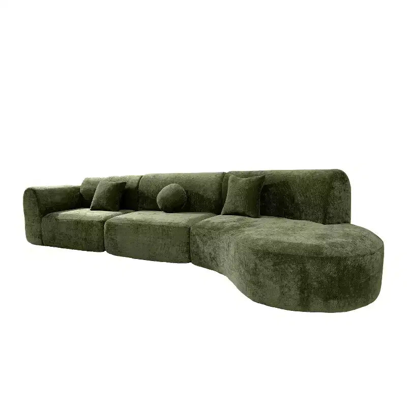 Christopher Knight Home Lyla 140" Modern Fully Compressed Sponge 5 Seater Curved Sectional Sofa Green