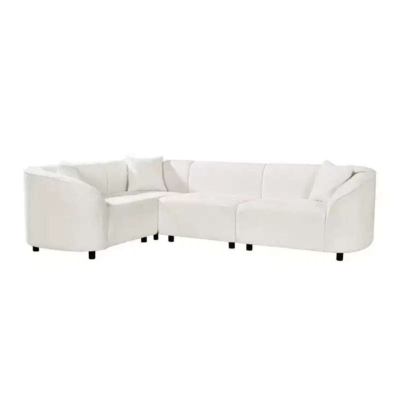 Christopher Knight Home Isolde Contemporary 104" 4-Seater L-Shaped Boucle Upholstery Curved Sectional Sofa Beige
