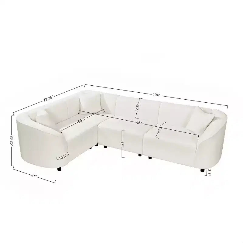 Christopher Knight Home Isolde Contemporary 104" 4-Seater L-Shaped Boucle Upholstery Curved Sectional Sofa Beige