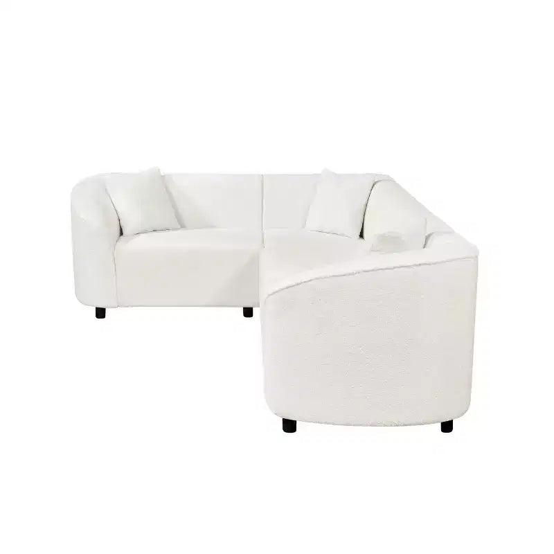 Christopher Knight Home Isolde Contemporary 104" 4-Seater L-Shaped Boucle Upholstery Curved Sectional Sofa Beige