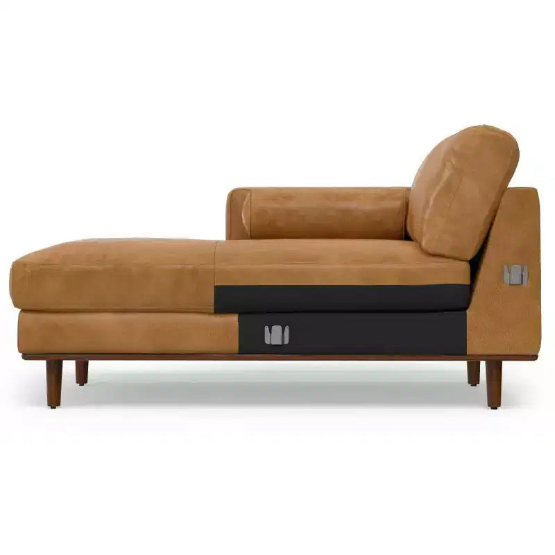WyndenHall Brixley Mid Century Genuine Leather Left Sectional Sienna