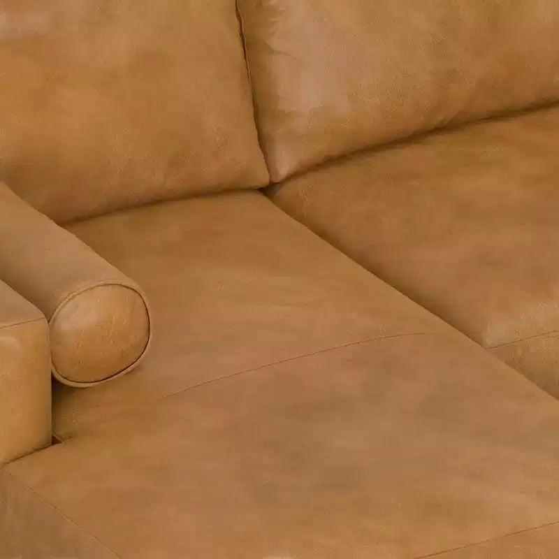 WyndenHall Brixley Mid Century Genuine Leather Left Sectional Sienna