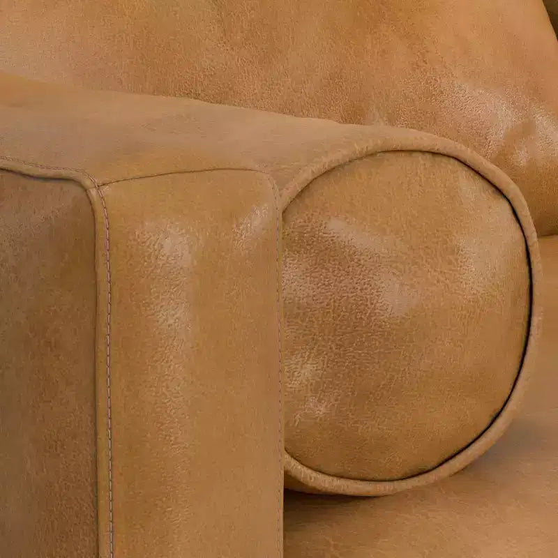 WyndenHall Brixley Mid Century Genuine Leather Left Sectional Sienna