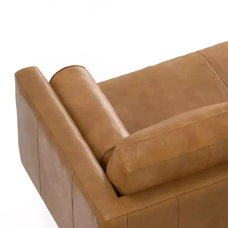 WyndenHall Brixley Mid Century Genuine Leather Left Sectional Sienna