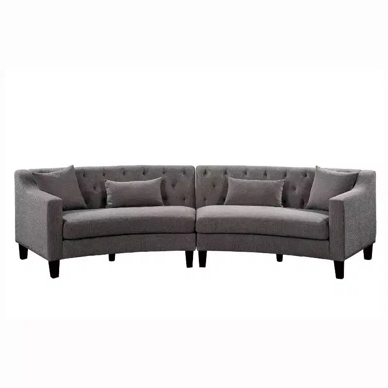 Amelie Button Tufted Curved Sectional Warm Gray - HOMES: Inside + Out