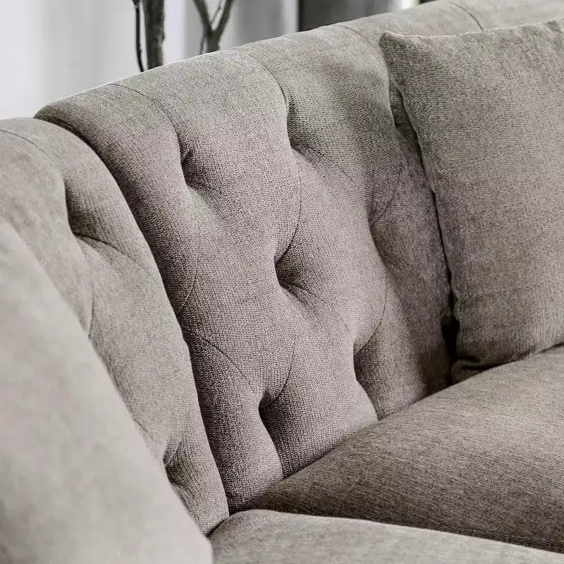 Amelie Button Tufted Curved Sectional Warm Gray - HOMES: Inside + Out