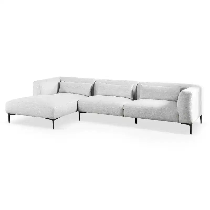 HOMES: Inside + Out Plumeria L Shaped Sectional Left Chaise with Feather Blend Cushions Light Gray