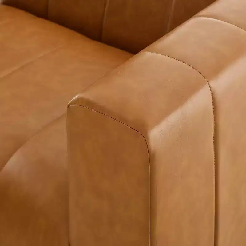 Modway 8pc Bartlett Vegan Leather Sectional Sofa Set Tan: Modern U-Shaped, No Assembly Required