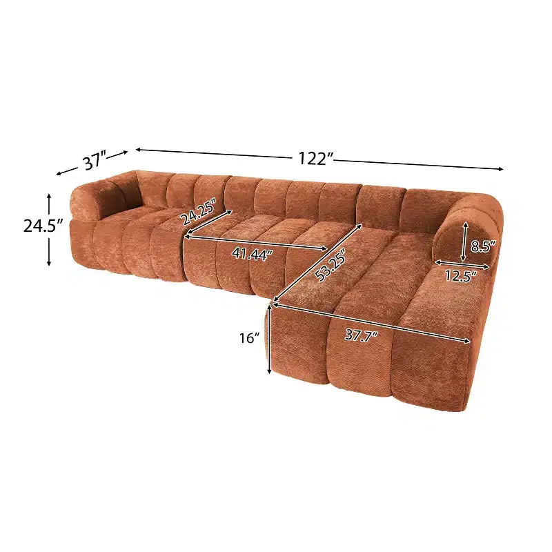 Christopher Knight Home Diego 12 2 " Modern L-Shaped High-Density Foam Sectional Sofa with Low Backrest Orange