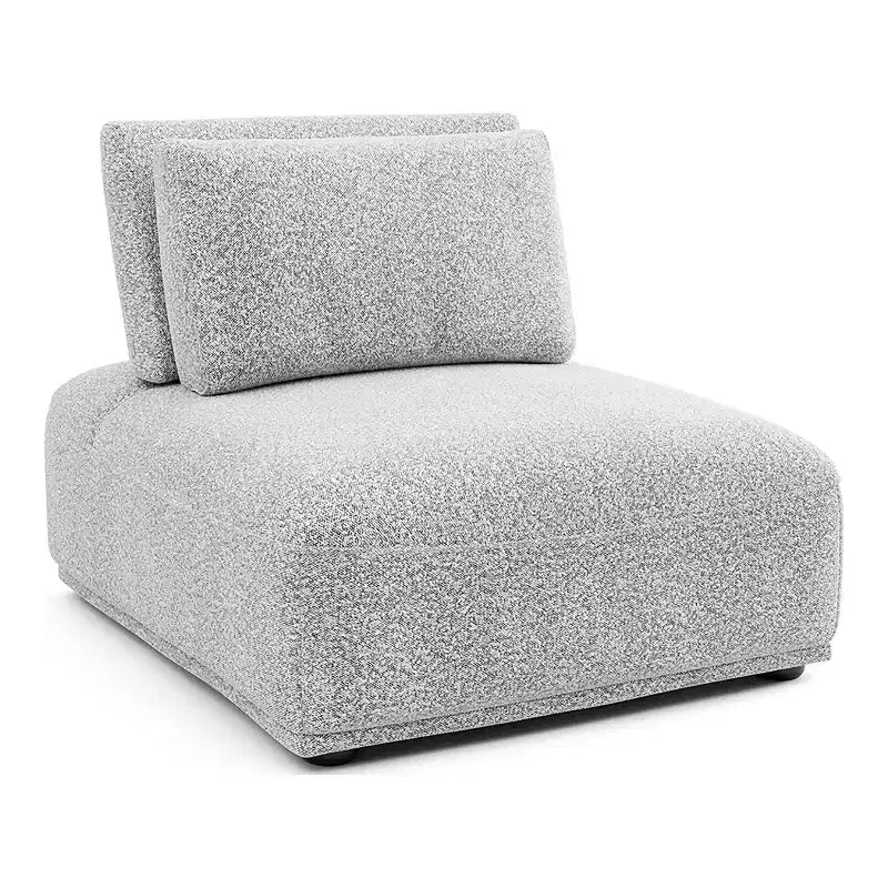 HOMES: Inside + Out Povoa Modern Modular Armless Chair Boucle with Extendable Backrest Light Gray