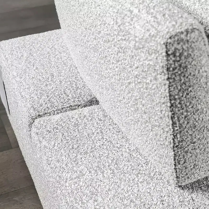 HOMES: Inside + Out Povoa Modern Modular Armless Chair Boucle with Extendable Backrest Light Gray