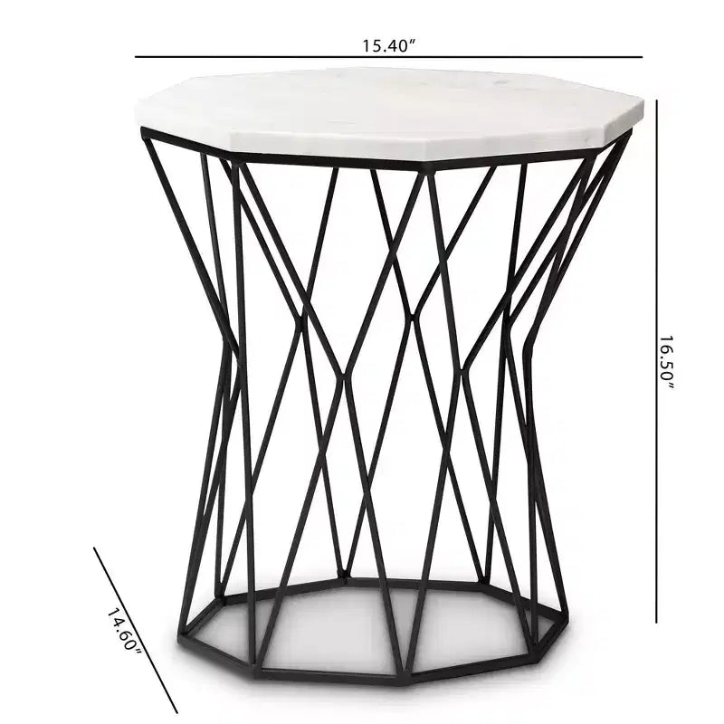 Mesa auxiliar de metal con cubierta de mármol, negra, mesa lateral rectangular, no requiere montaje