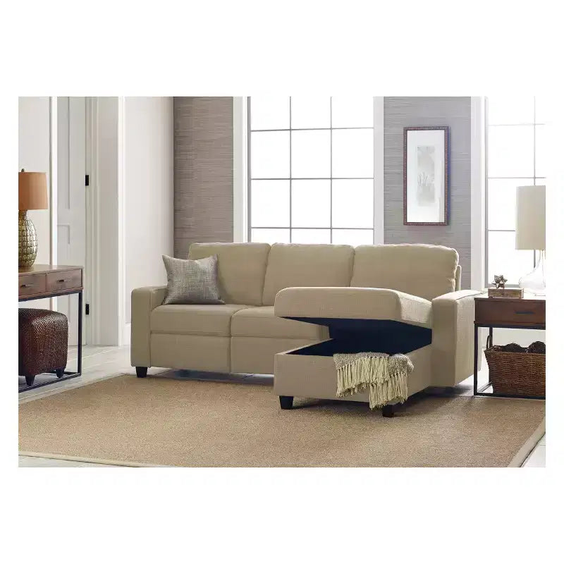 Palisades Reclining Sectional with Right Storage Chaise - Serta