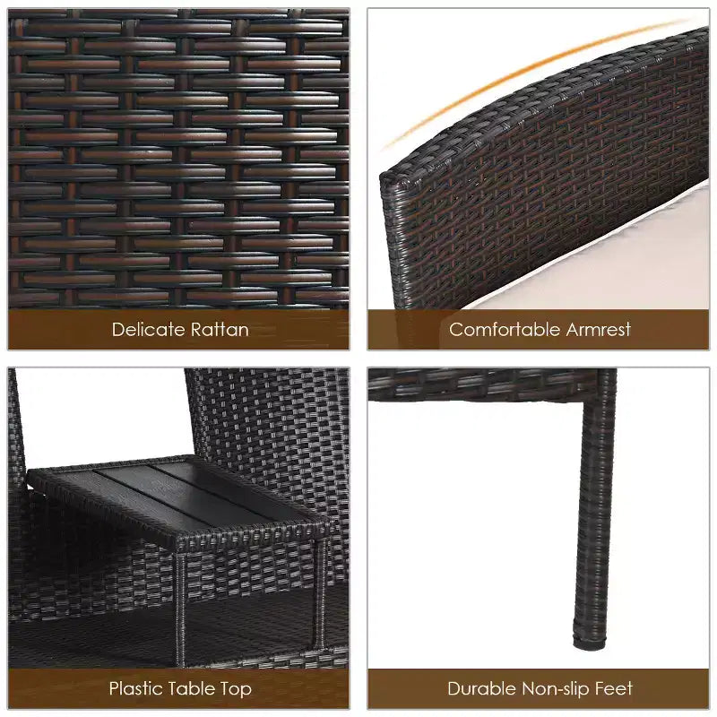 Costway Juego de Muebles de Jardín de Ratán Patentado Sofá Biplaza Mesa Sillas Cojines de Conversación