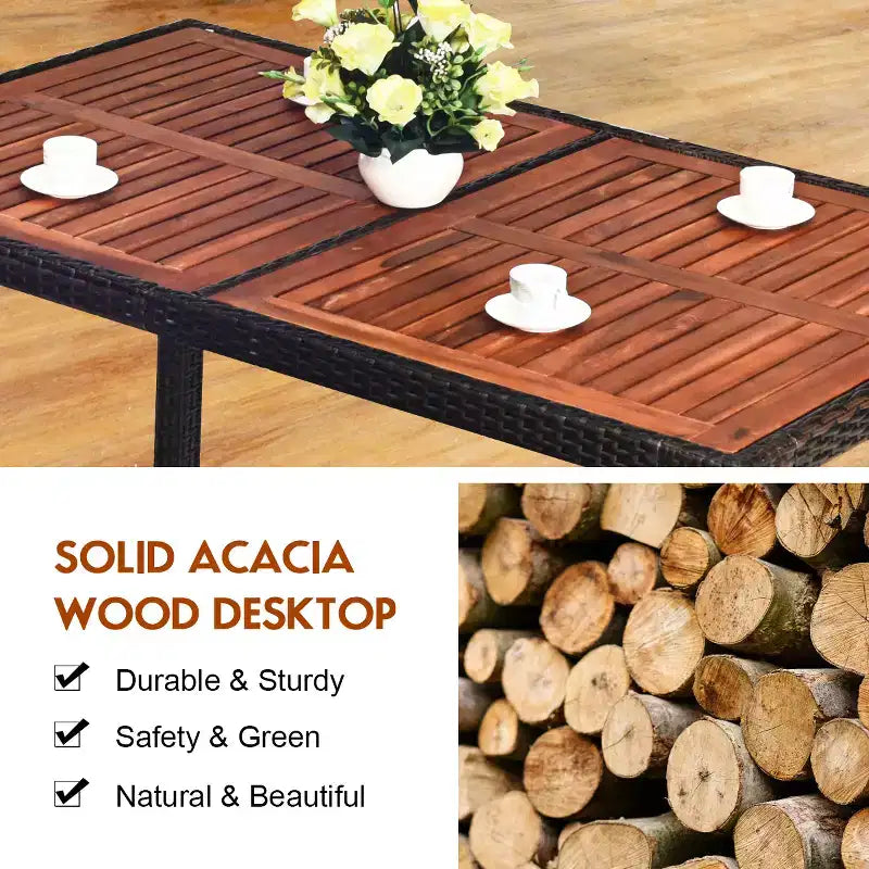 Costway Ensemble repas de jardin 7 pièces en rotin 6 chaises empilables avec coussins