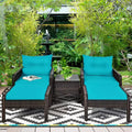 Costway 5 PCS Patio Rattan Furniture Set Sofa Ottoman Table Cushioned Turquoise