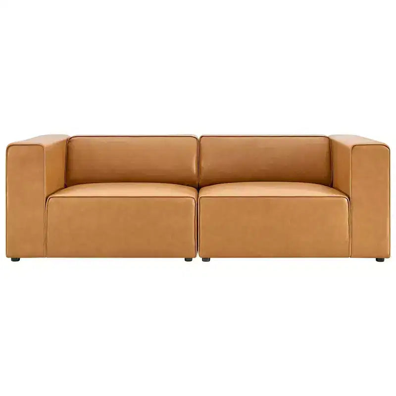 2pc Mingle Vegan Leather Sectional Sofa Loveseat - Modway