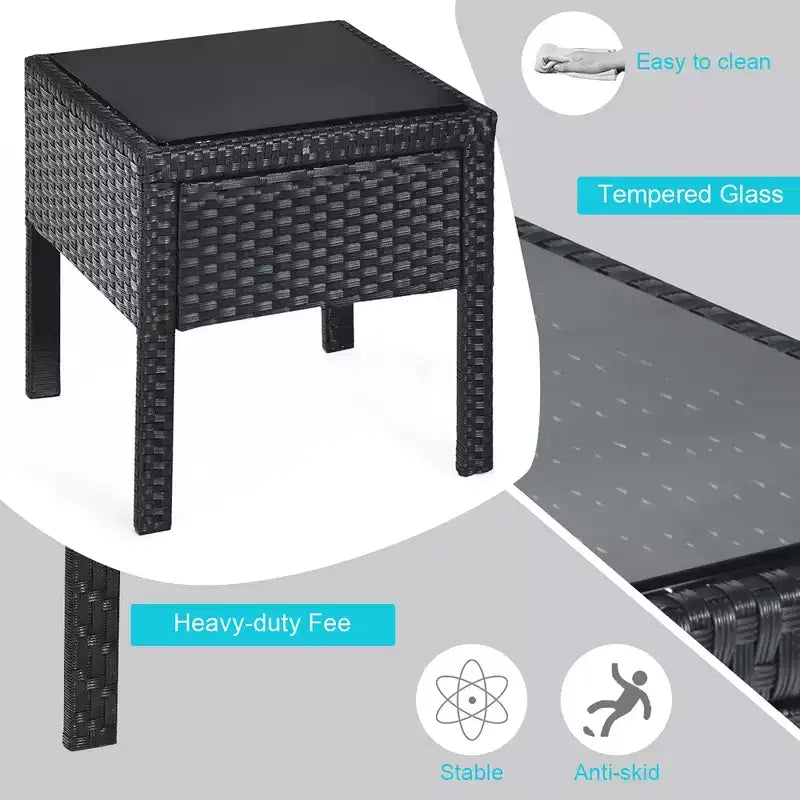 Costway Juego de Muebles de Ratán para Patio de 3 Piezas, Mesa de Centro, Sofá de Conversación Acolchado