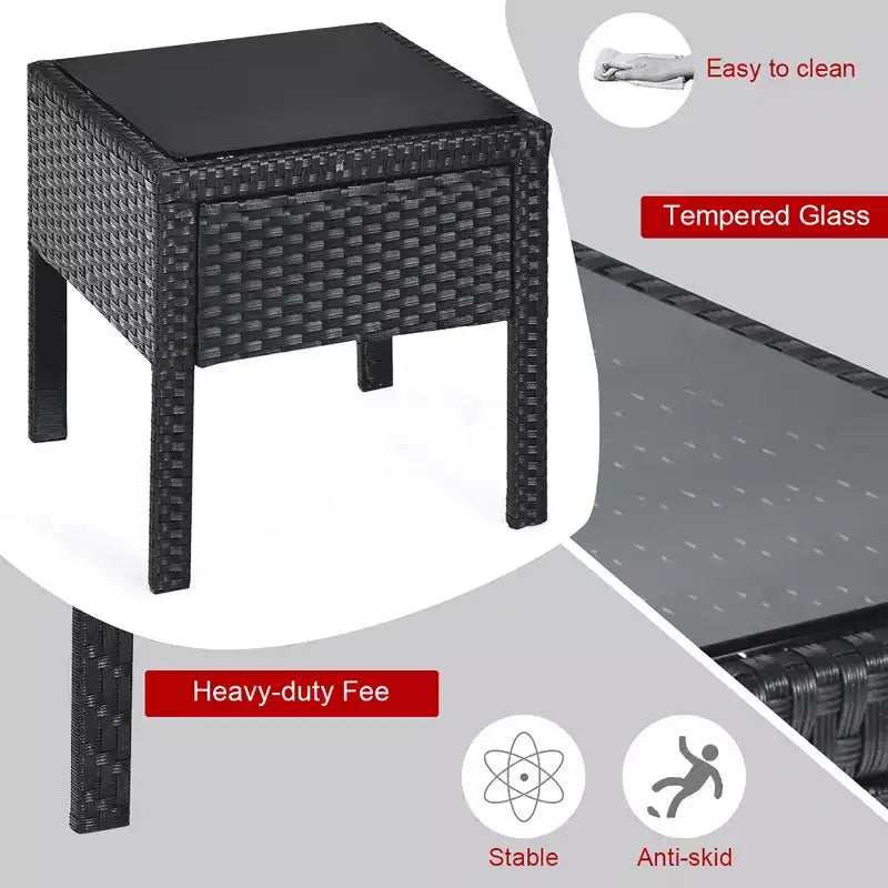 Costway Juego de Muebles de Ratán para Patio de 3 Piezas, Mesa de Centro, Sofá de Conversación Acolchado