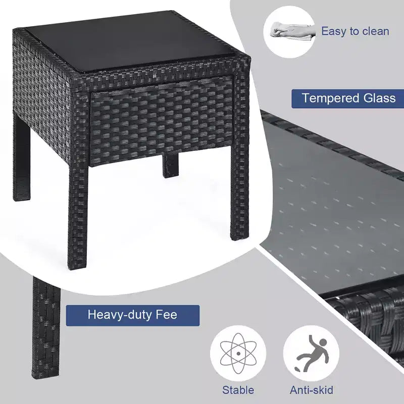 Costway Juego de Muebles de Ratán para Patio de 3 Piezas, Mesa de Centro, Sofá de Conversación Acolchado