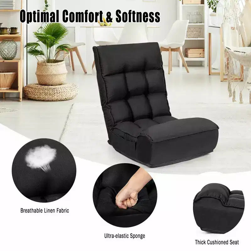 Costway 4-Position Floor Chair Folding Lazy Sofa w/Adjustable Backrest & Headrest