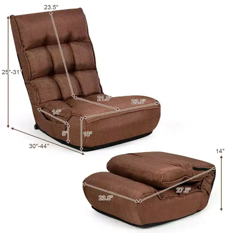 Costway 4-Position Floor Chair Folding Lazy Sofa w/Adjustable Backrest & Headrest