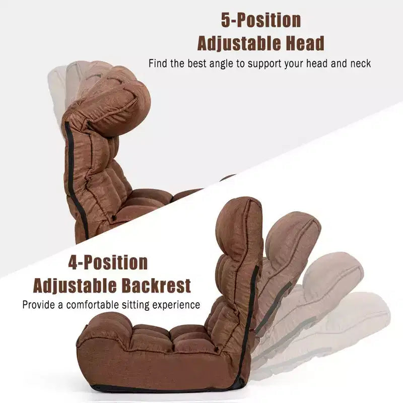 Costway 4-Position Floor Chair Folding Lazy Sofa w/Adjustable Backrest & Headrest