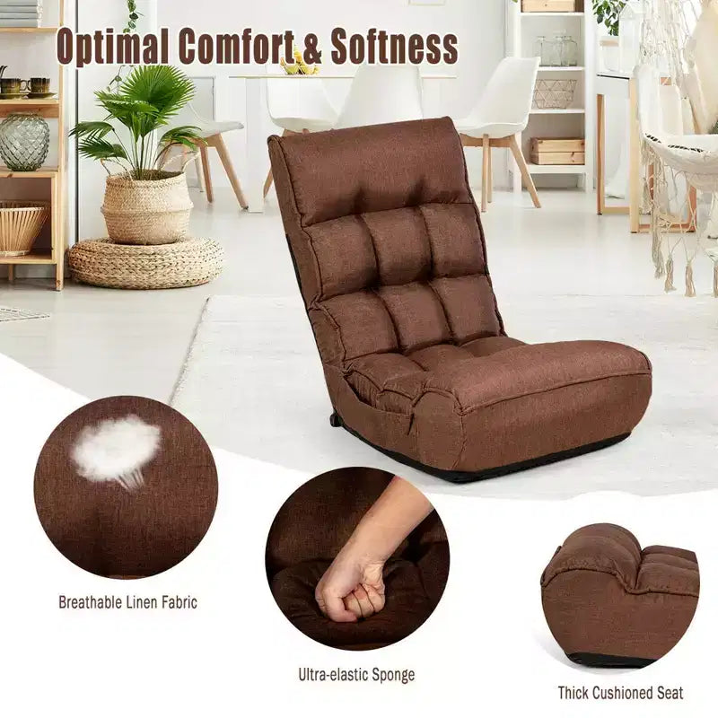 Costway 4-Position Floor Chair Folding Lazy Sofa w/Adjustable Backrest & Headrest