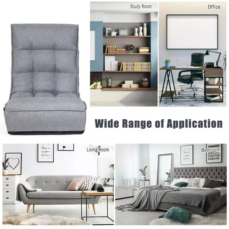Costway 4-Position Floor Chair Folding Lazy Sofa w/Adjustable Backrest & Headrest