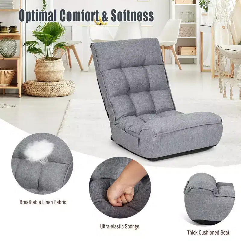 Costway 4-Position Floor Chair Folding Lazy Sofa w/Adjustable Backrest & Headrest