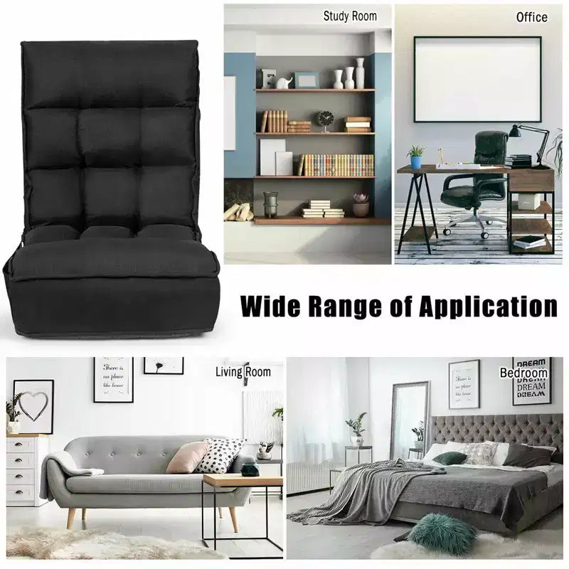 Costway 4-Position Floor Chair Folding Lazy Sofa w/Adjustable Backrest & Headrest