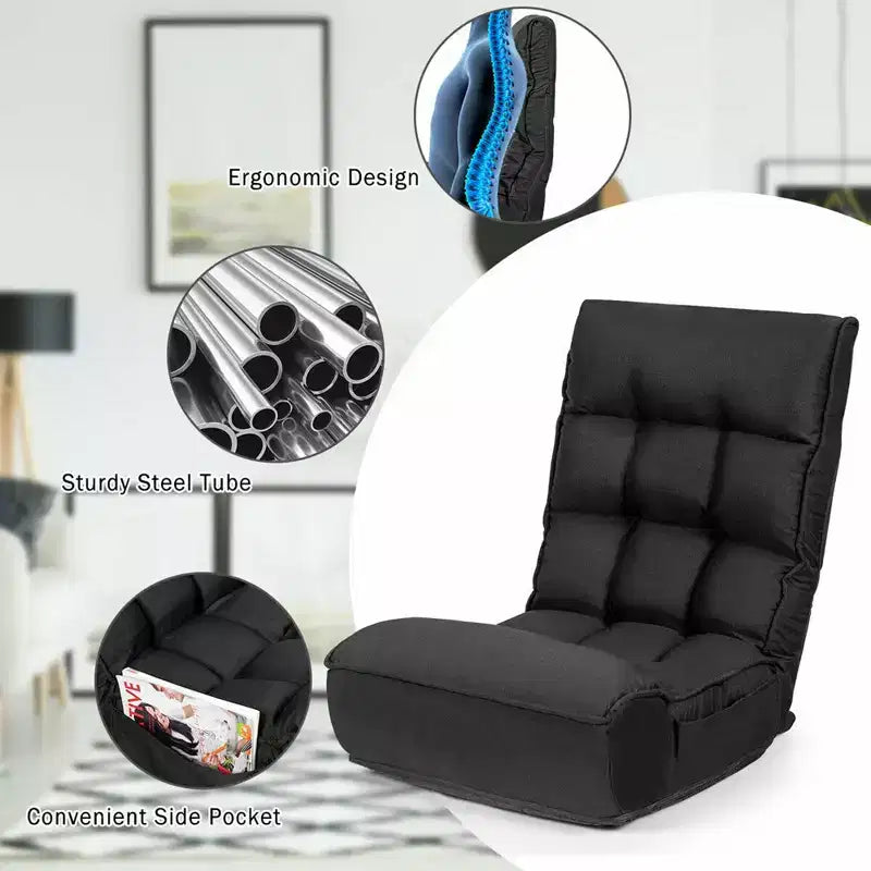Costway 4-Position Floor Chair Folding Lazy Sofa w/Adjustable Backrest & Headrest