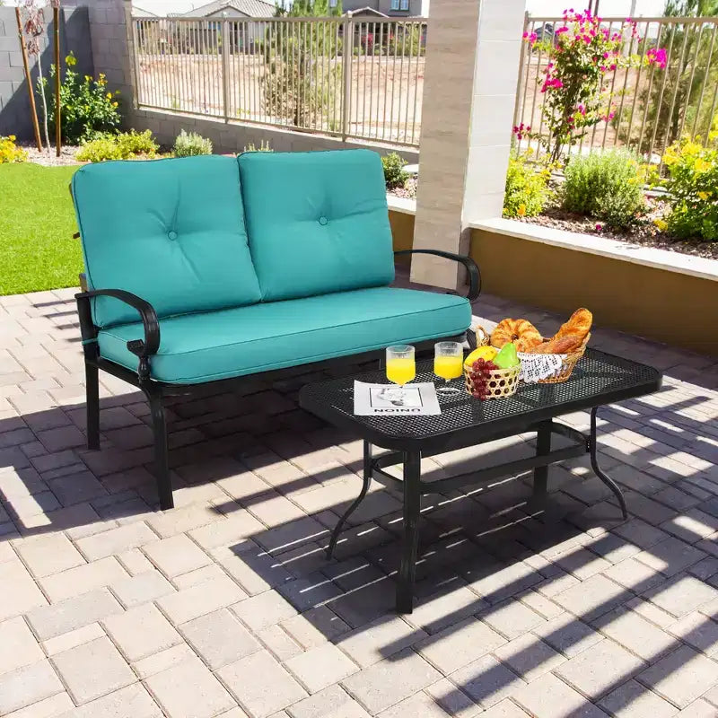 Costway Ensemble de 2 Causeuses Banc Table Meubles Chaises Rembourrées