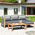 Costway 3PCS Patio Sofa Furniture Set Thick Cushion Acacia Wood