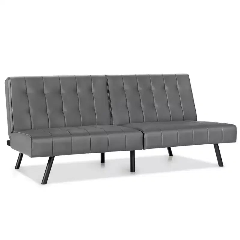 Sofá Cama Futón Costway Cuero PU Sofá Plegable Convertible Sillón Blanco/Negro/Gris