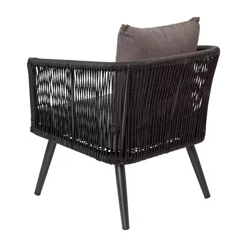 Juego de conversación Kierra de 4 piezas de ratán para todo tipo de clima de Flash Furniture con cojines extraíbles con cremallera gris y mesa de centro de metal