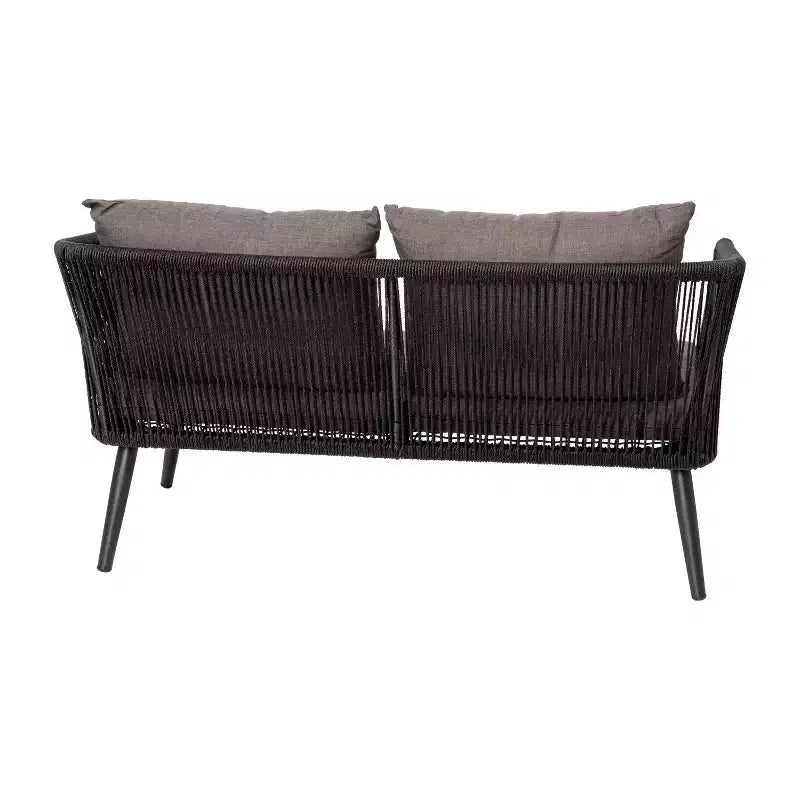 Juego de conversación Kierra de 4 piezas de ratán para todo tipo de clima de Flash Furniture con cojines extraíbles con cremallera gris y mesa de centro de metal