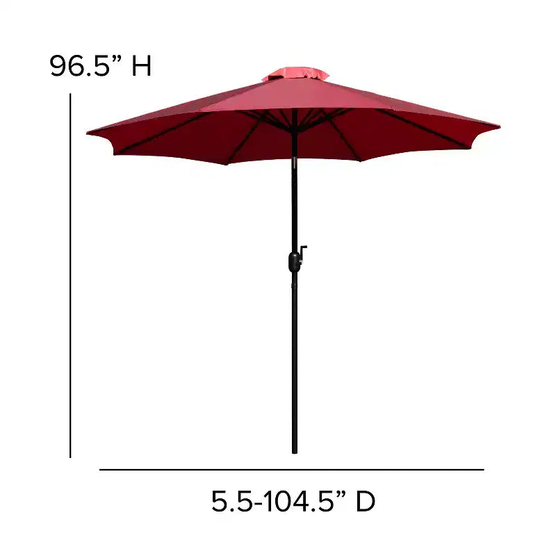 Juego de Mesa para Patio de 7 Piezas Emma y Oliver - 4 Sillas Apilables de Teca Sintética Imita Madera - Mesa de Teca Imita Madera - Sombrilla con Base