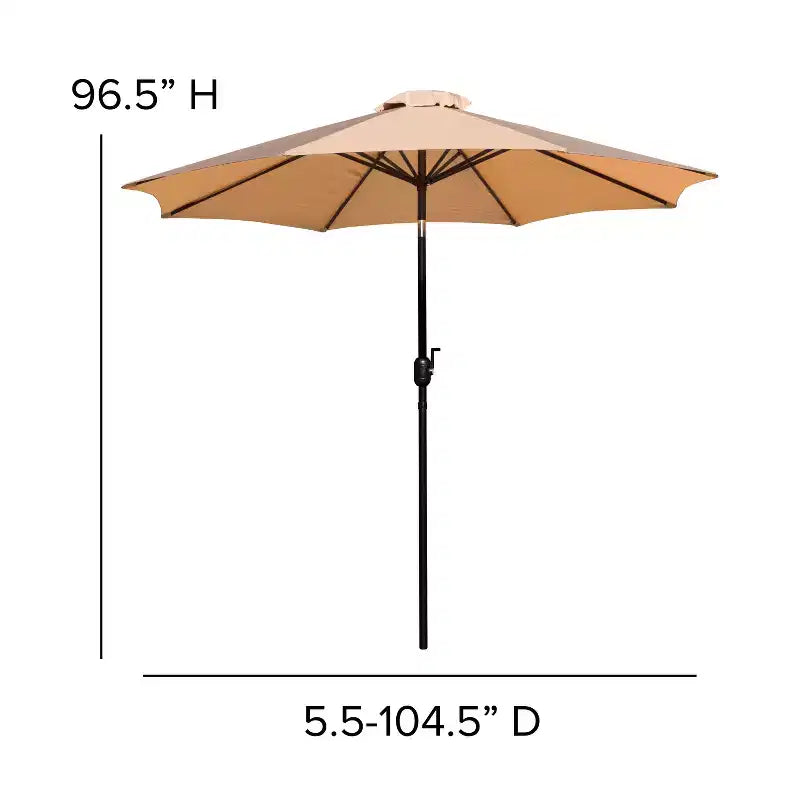 Juego de Mesa para Patio de 7 Piezas Emma y Oliver - 4 Sillas Apilables de Teca Sintética Imita Madera - Mesa de Teca Imita Madera - Sombrilla con Base