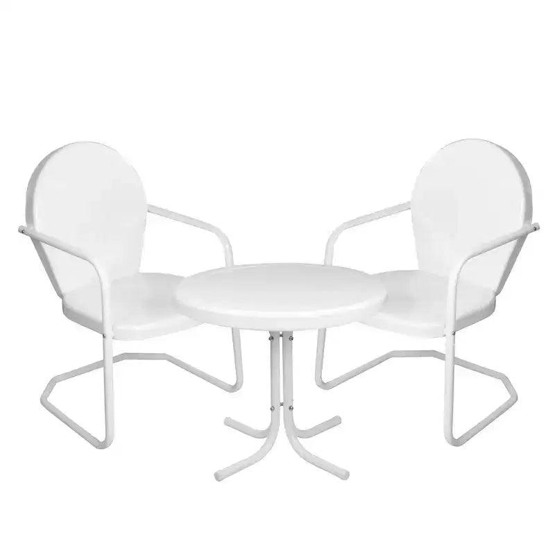 Northlight 3-Piece Retro Metal Tulip Chairs and Side Table Outdoor Set, White