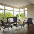 Costway 4 PCS Patio Furniture Set Sofa Coffee Table Steel Frame Garden Deck Black