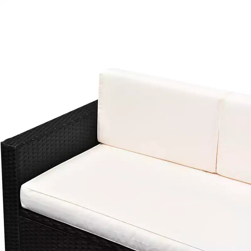 Conjunto de muebles de mimbre de ratán Outsunny de 4 piezas, muebles de conversación acolchados para exteriores con 2 sillas, sofá de dos plazas y mesa de centro de cristal