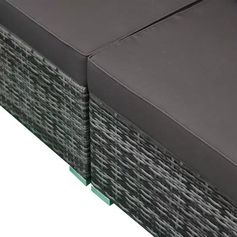 Outsunny Juego de Sofás de Ratán PE para Exterior de 6 Piezas, Set de Muebles Seccionales de Mimbre para Patio con Cojines y Mesa de Centro