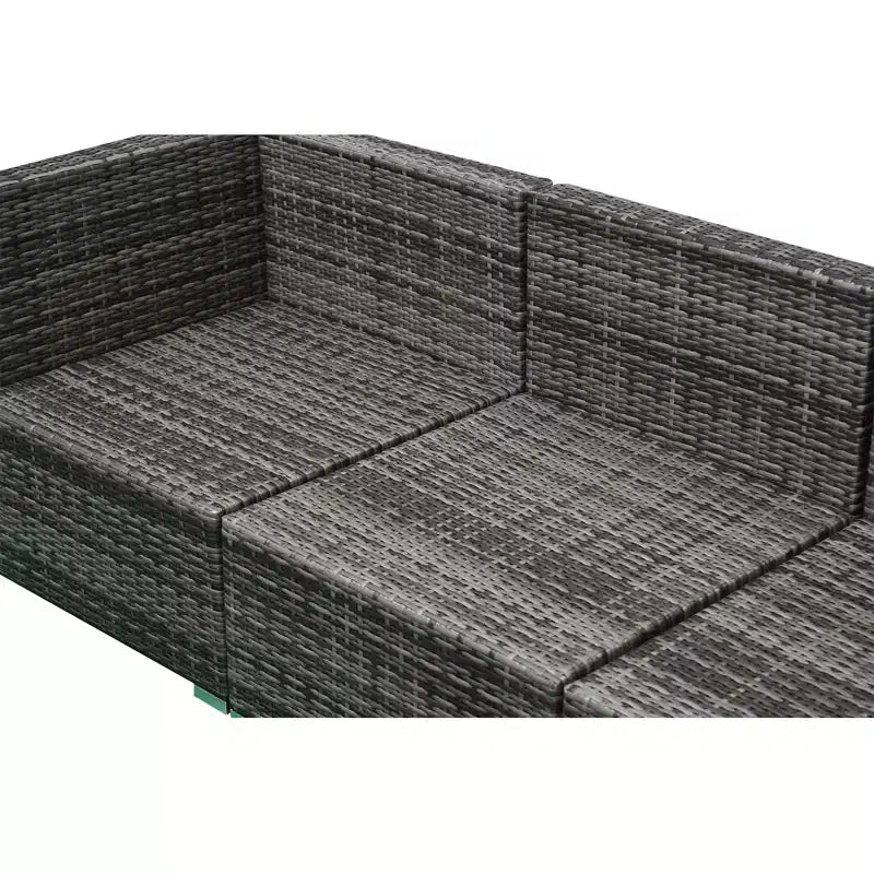 Outsunny Juego de Sofás de Ratán PE para Exterior de 6 Piezas, Set de Muebles Seccionales de Mimbre para Patio con Cojines y Mesa de Centro