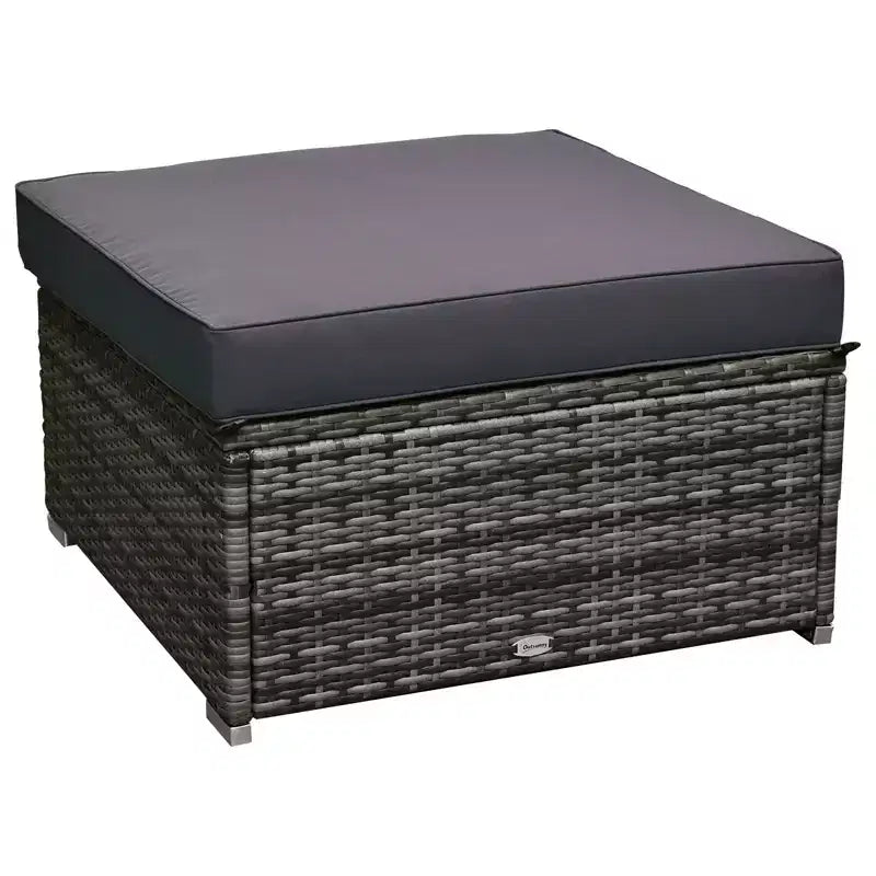 Outsunny Juego de Sofás de Ratán PE para Exterior de 6 Piezas, Set de Muebles Seccionales de Mimbre para Patio con Cojines y Mesa de Centro